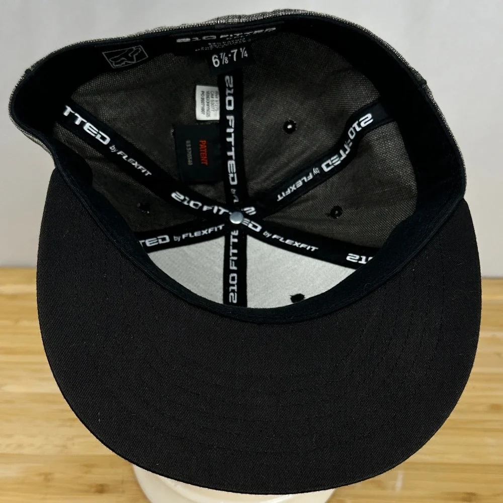 Fox Racing 210 Fitted Hat Flexfit Grey‎ Linen Blend Flat Brim Cap 6 7/8 - 7 1/4